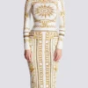 Lång, mönstrad bodycon-klänning med Balmain Foulard-mönster Lång, mönstrad bodycon-klänning med Balmain Foulard-mönster