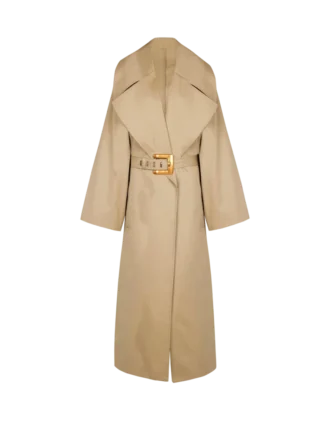 Lång trenchcoat i bomullsgabardin