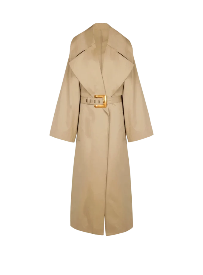Lång trenchcoat i bomullsgabardin