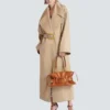 Lång trenchcoat i bomullsgabardin