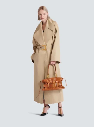 Lång trenchcoat i bomullsgabardin