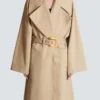 Lång trenchcoat i bomullsgabardin