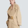 Lång trenchcoat i bomullsgabardin