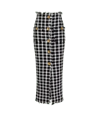 Lång tweedkjol i gingham