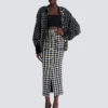 Lång tweedkjol i gingham Lång tweedkjol i gingham