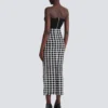 Lång tweedkjol i gingham Lång tweedkjol i gingham