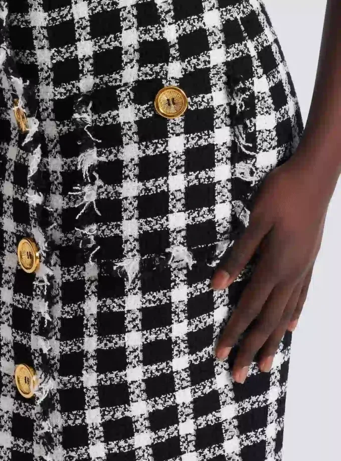 Lång tweedkjol i gingham Lång tweedkjol i gingham