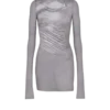 Långärmad T-shirt med hög hals, draperad trompe-l’œil-tryck Långärmad T-shirt med hög hals, draperad trompe-l’œil-tryck