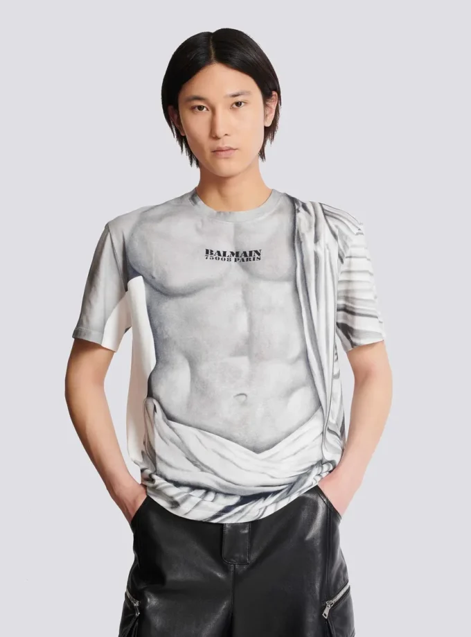 Logo-T-shirt med Statue-tryck Logo-T-shirt med Statue-tryck