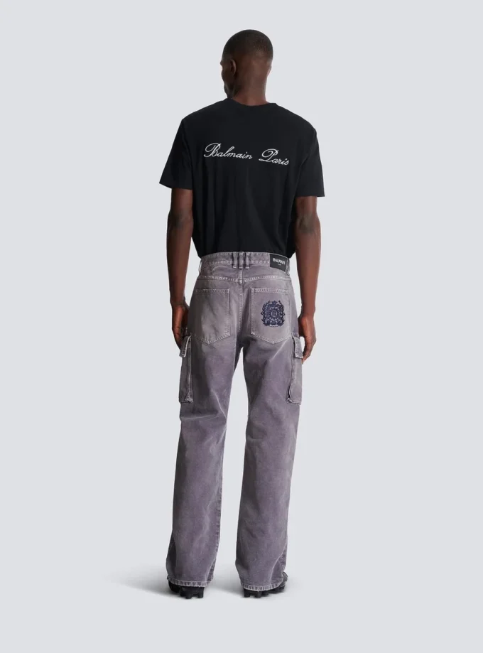 Löst sittande cargojeans i denim