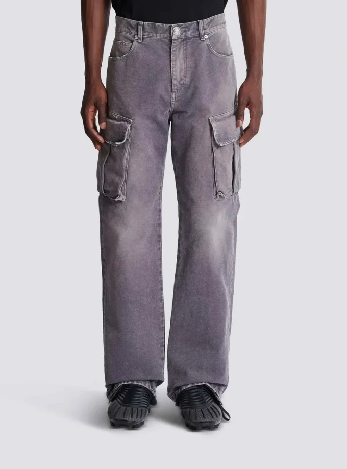 Löst sittande cargojeans i denim