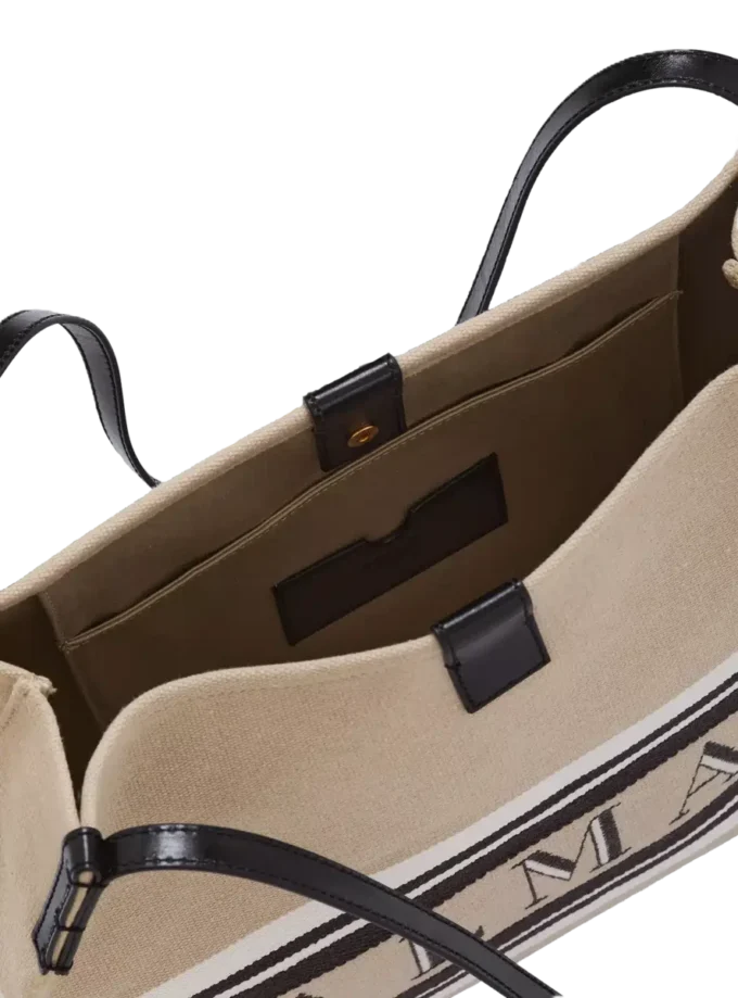 Medium Release Shopper-väska i canvas och kalvskinn Medium Release Shopper-väska i canvas och kalvskinn