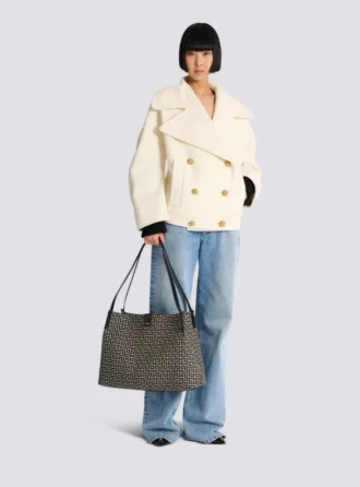 Medium Release Shopper-väska i monogramjacquard och kalvskinn