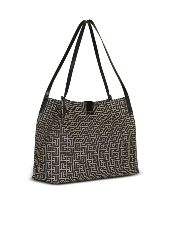 Medium Release Shopper-väska i monogramjacquard och kalvskinn Medium Release Shopper-väska i monogramjacquard och kalvskinn