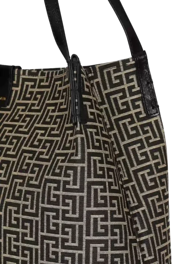 Medium Release Shopper-väska i monogramjacquard och kalvskinn Medium Release Shopper-väska i monogramjacquard och kalvskinn