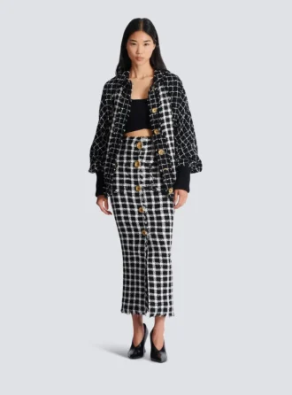 Oversized bomberjacka i blandad tweed