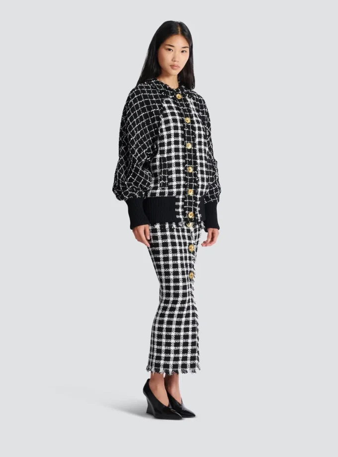 Oversized bomberjacka i blandad tweed