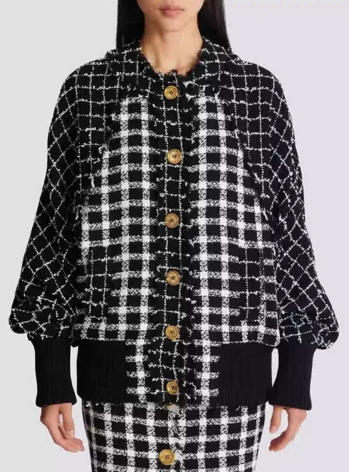 Oversized bomberjacka i blandad tweed
