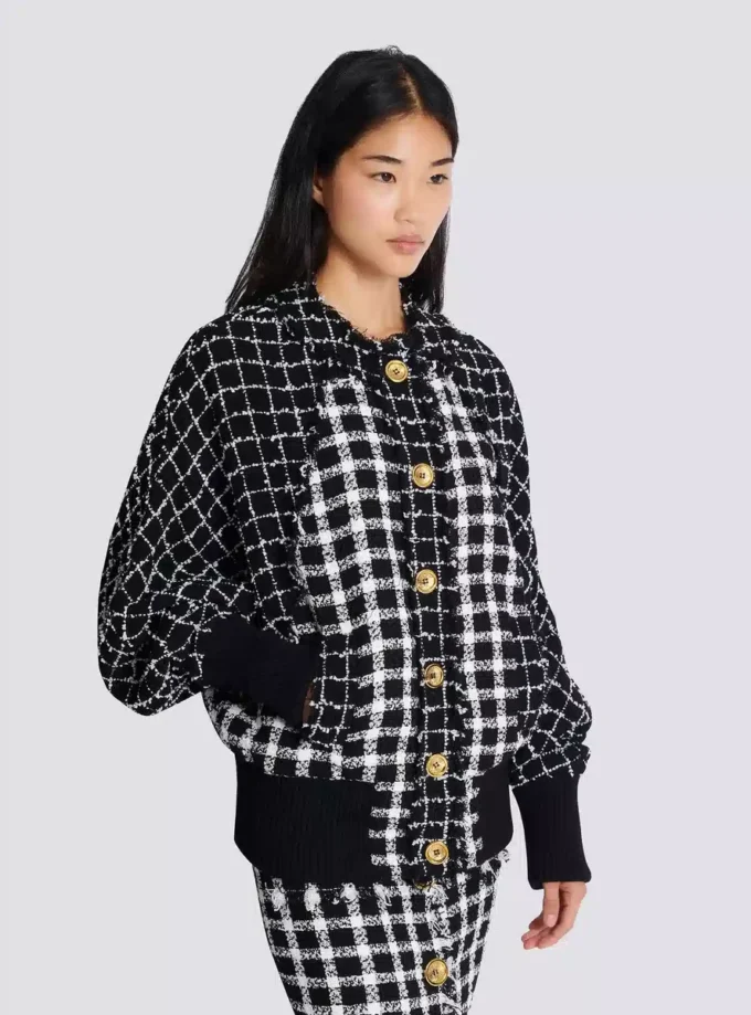 Oversized bomberjacka i blandad tweed