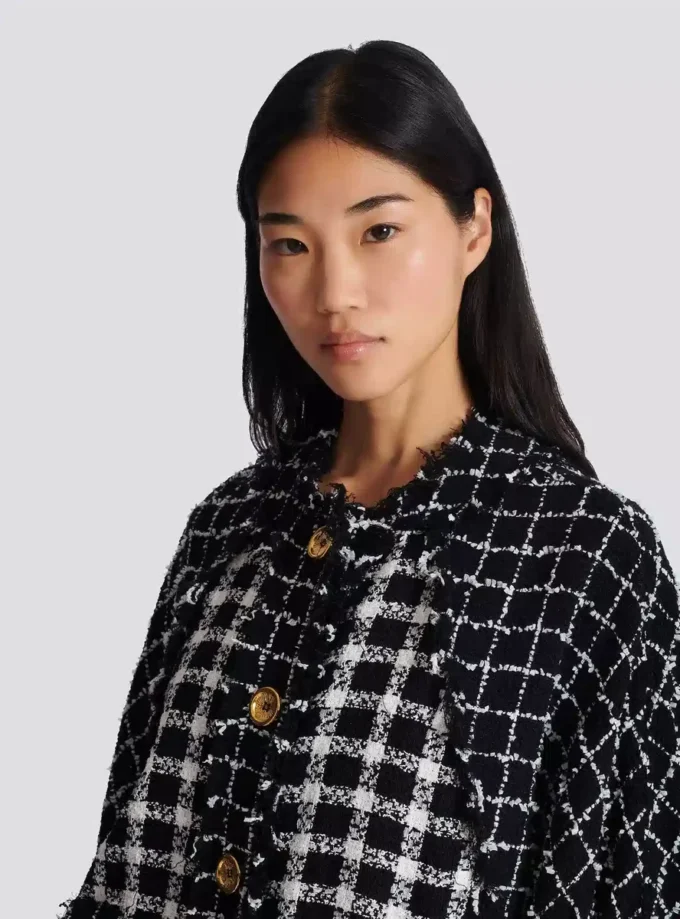 Oversized bomberjacka i blandad tweed