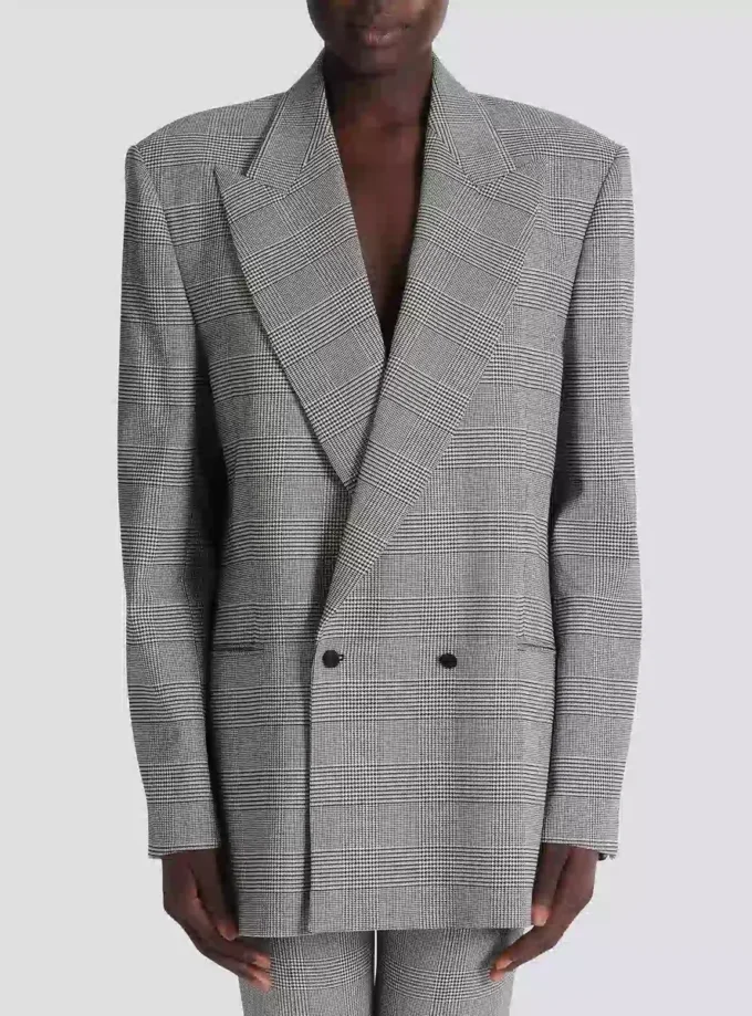 Oversized jacka i Prince of Wales-jacquard Oversized jacka i Prince of Wales-jacquard