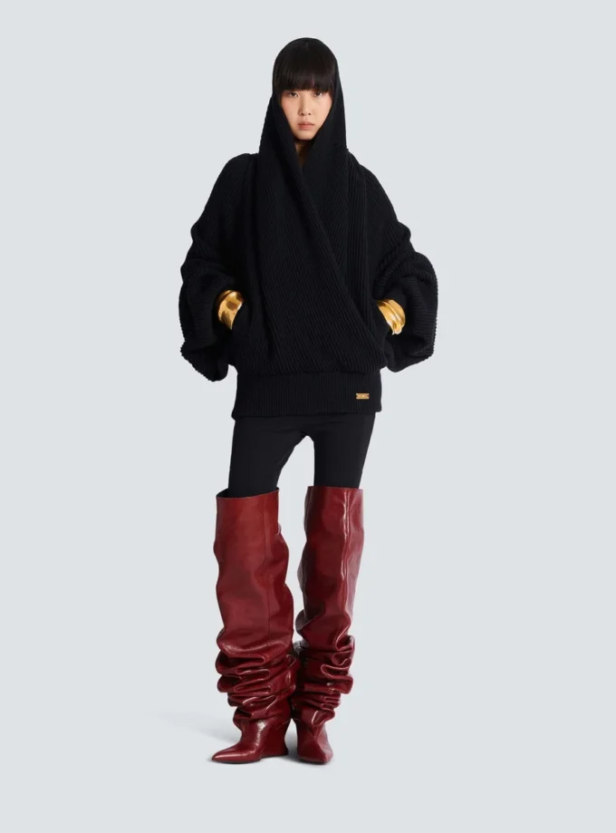 Oversized stickad hoodie