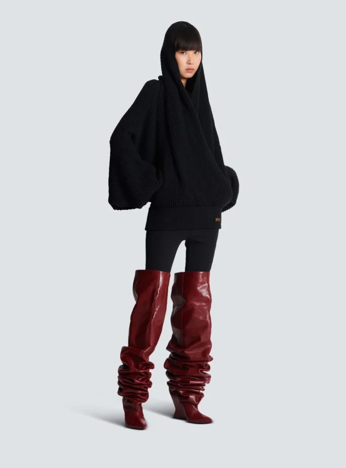 Oversized stickad hoodie