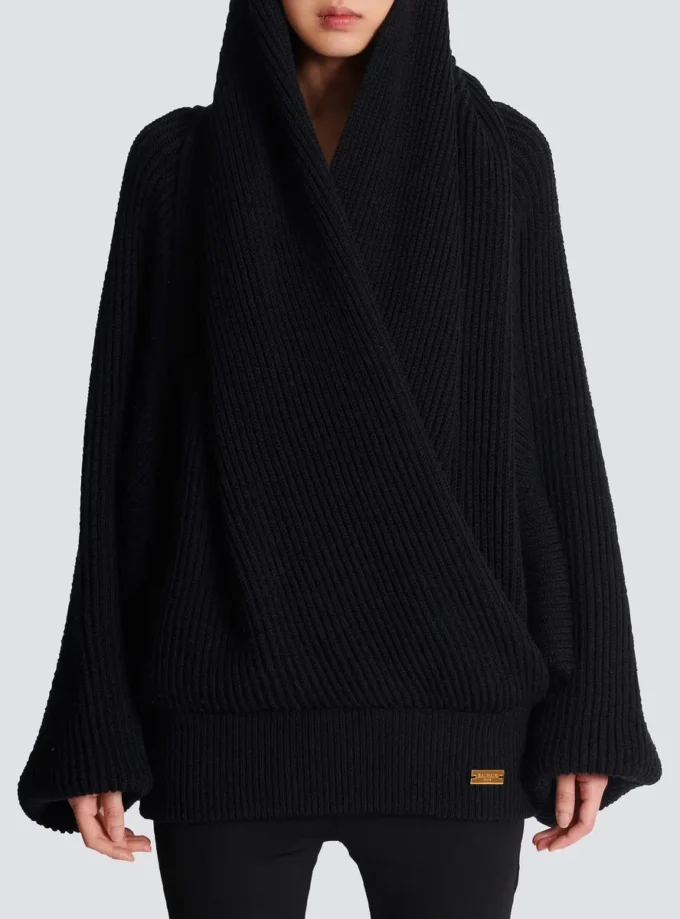 Oversized stickad hoodie