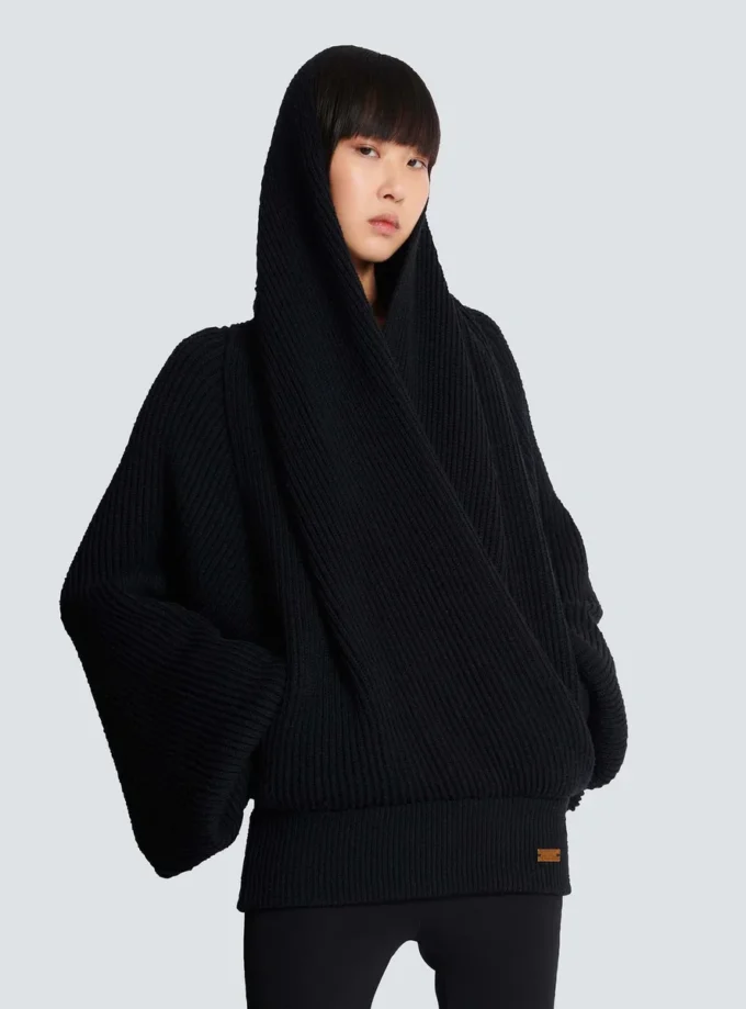 Oversized stickad hoodie