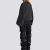 Oversized stickad tröja med omlottkrage