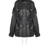 Parkas i lammskinn med diamantmönster i sömmarna Parkas i lammskinn med diamantmönster i sömmarna