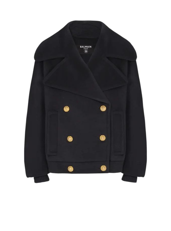 Pea coat i ull med 4 knappar Pea coat i ull med 4 knappar