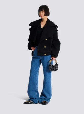 Pea coat i ull med 4 knappar