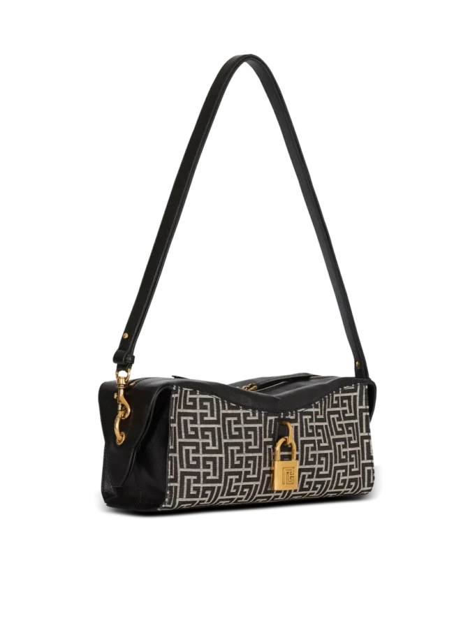 Pulse axelväska i monogramjacquard och kalvskinn