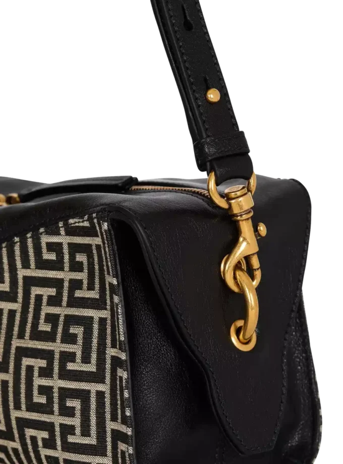 Pulse axelväska i monogramjacquard och kalvskinn