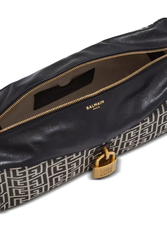 Pulse axelväska i monogramjacquard och kalvskinn