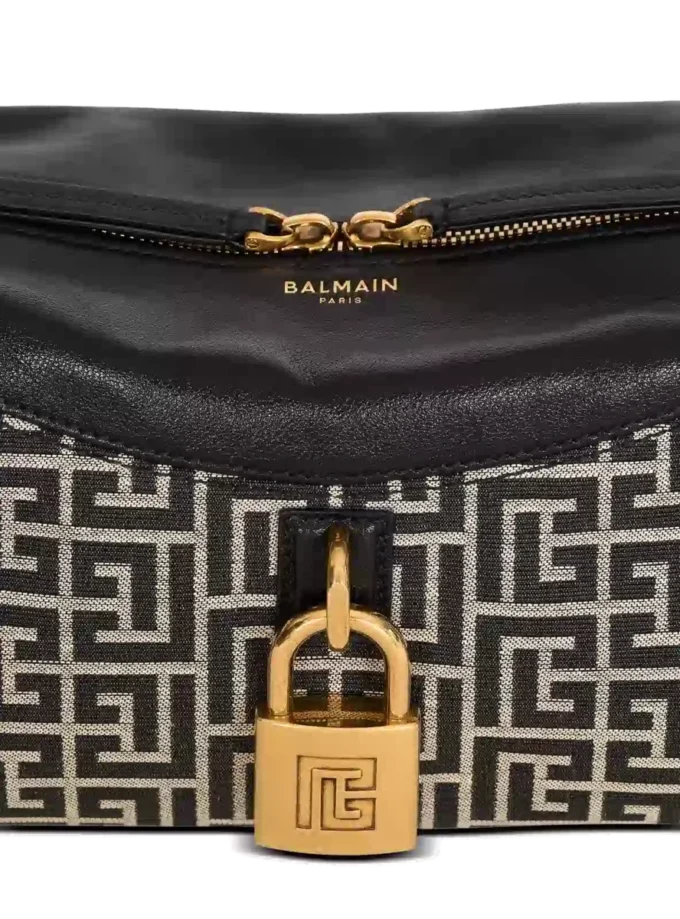 Pulse axelväska i monogramjacquard och kalvskinn