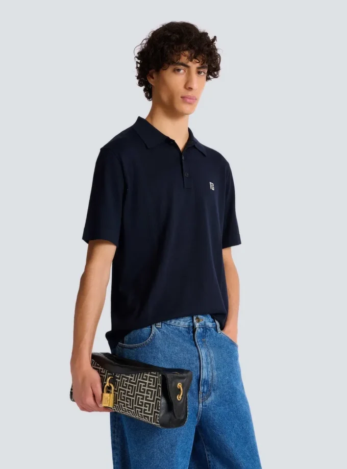 Pulse axelväska i monogramjacquard och kalvskinn