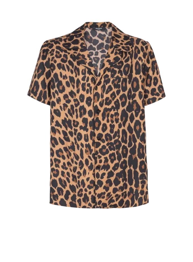 Pyjamas skjorta i silke med leopardmönster Pyjamas skjorta i silke med leopardmönster