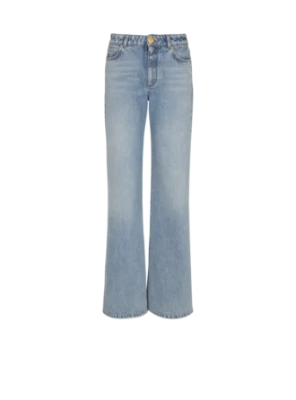 Raka jeans i blekt denim
