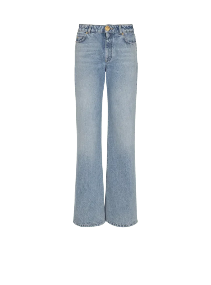 Raka jeans i blekt denim