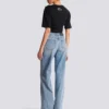 Raka jeans i blekt denim
