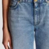 Raka jeans i blekt denim