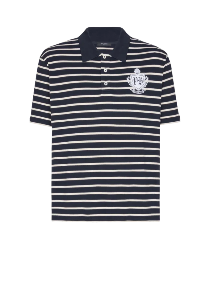 Randig polo med collegeemblem Randig polo med collegeemblem