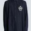 Randig ullskjorta med collegeemblem Randig ullskjorta med collegeemblem