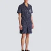 Randiga pyjamasshorts i poplin