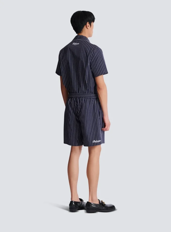 Randiga pyjamasshorts i poplin