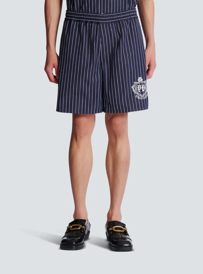 Randiga pyjamasshorts i poplin