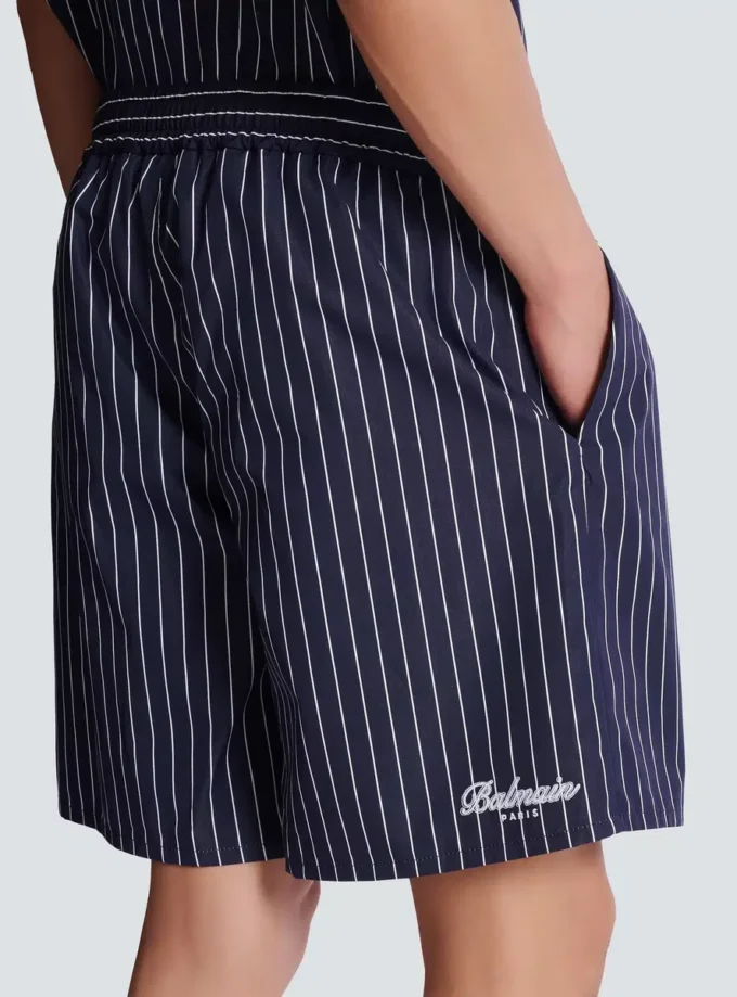Randiga pyjamasshorts i poplin