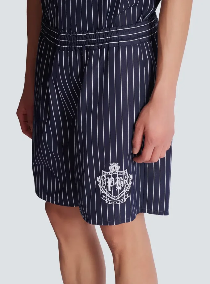 Randiga pyjamasshorts i poplin